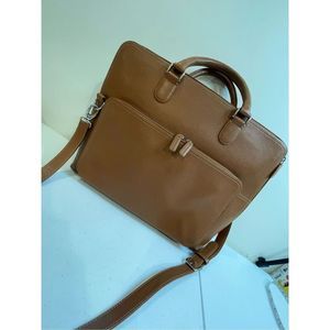 Levenger leather computer bag tan